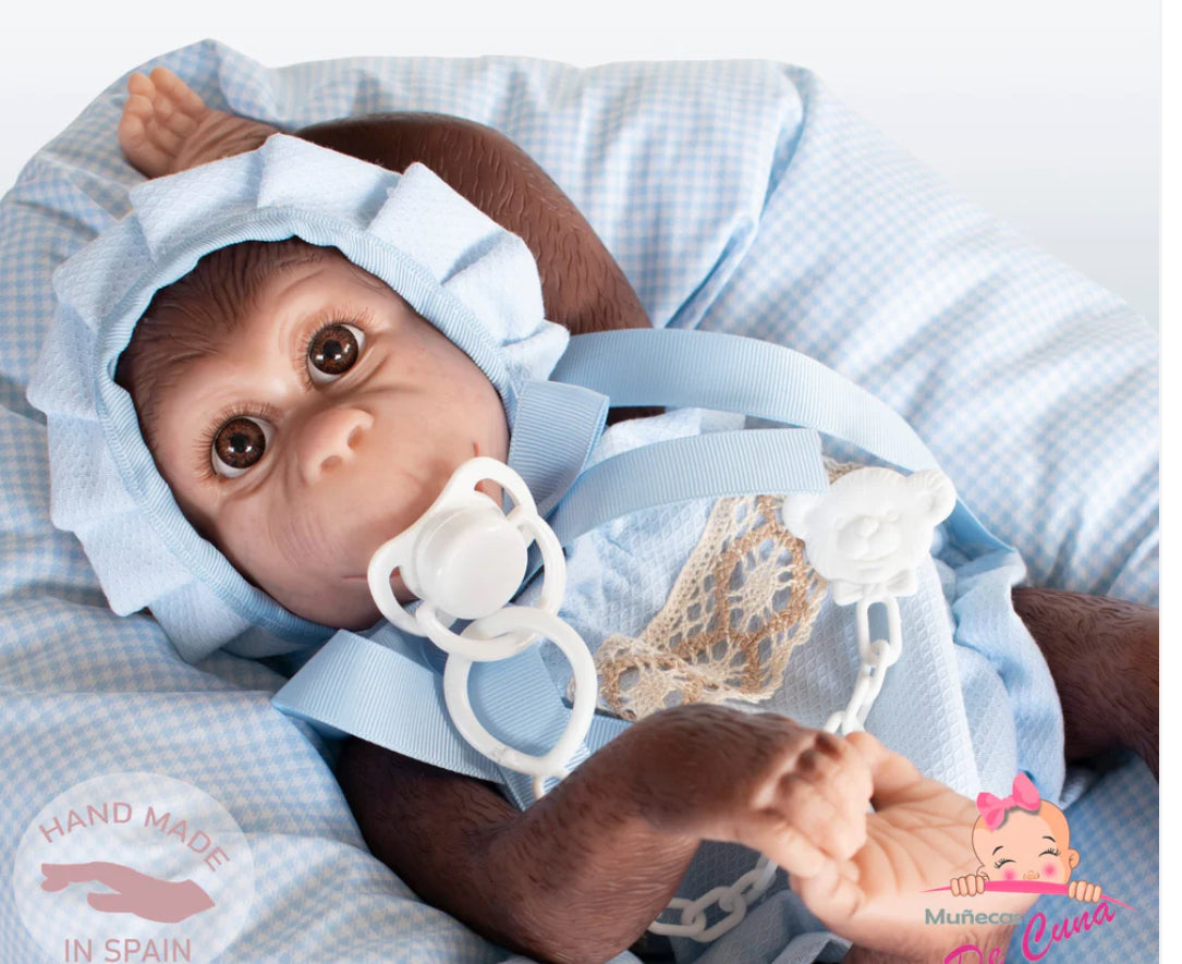 36402 Reborn Silicone Feel Monkey Blue Romper
