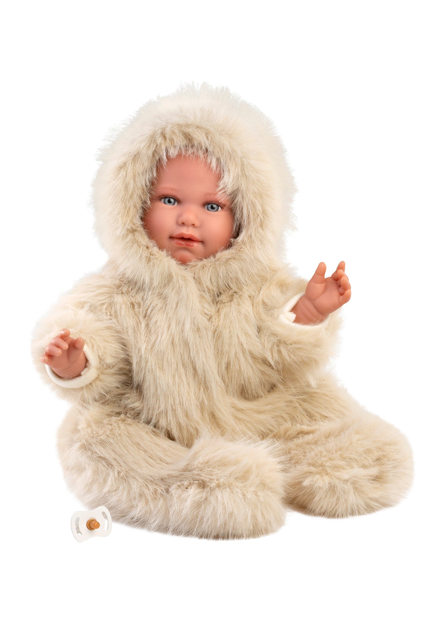 74507  Alicia Crying Baby Doll Teddy Bear Suit