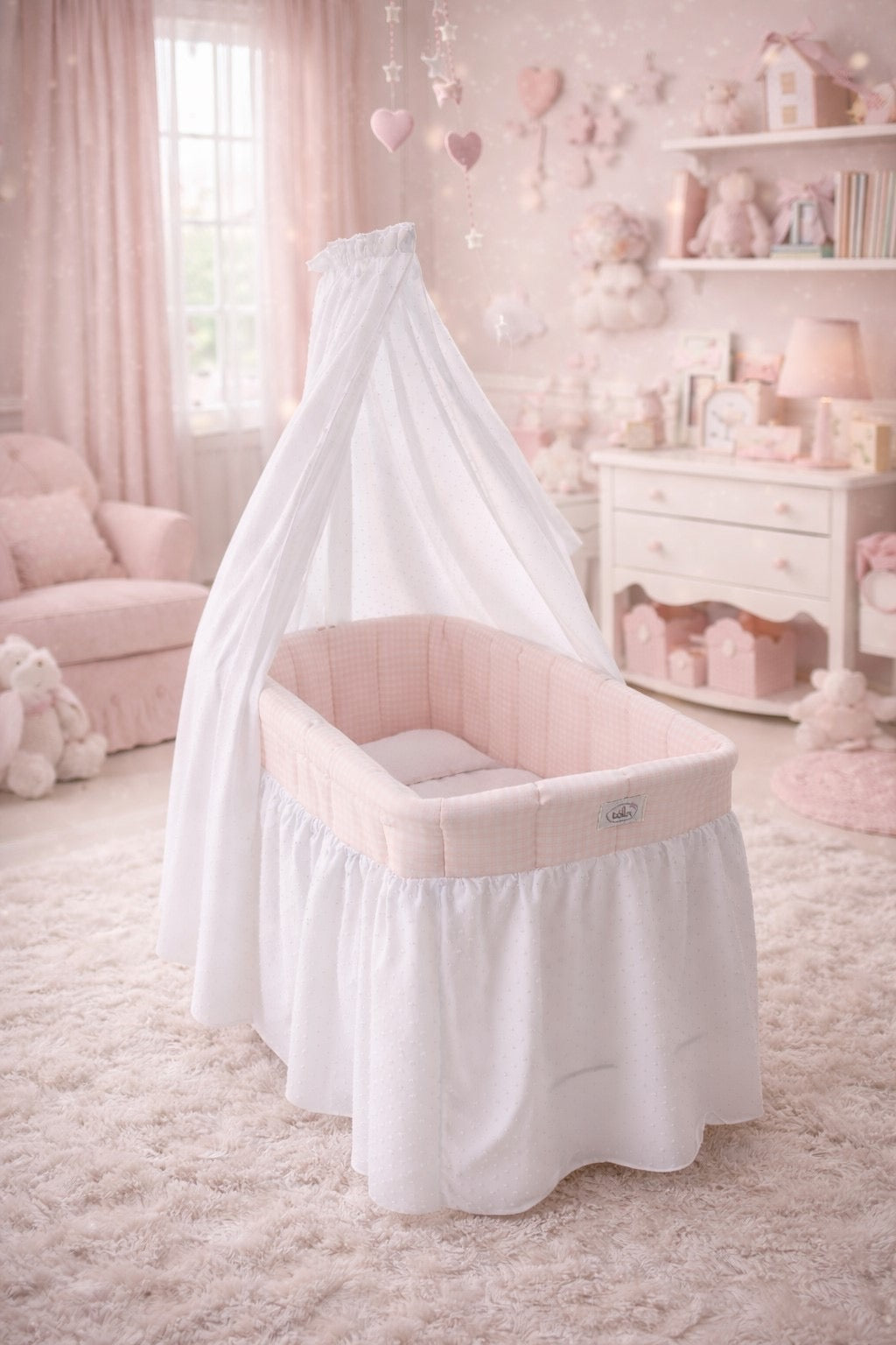 Bebelux Pink Doll Bassinet Cot Crib