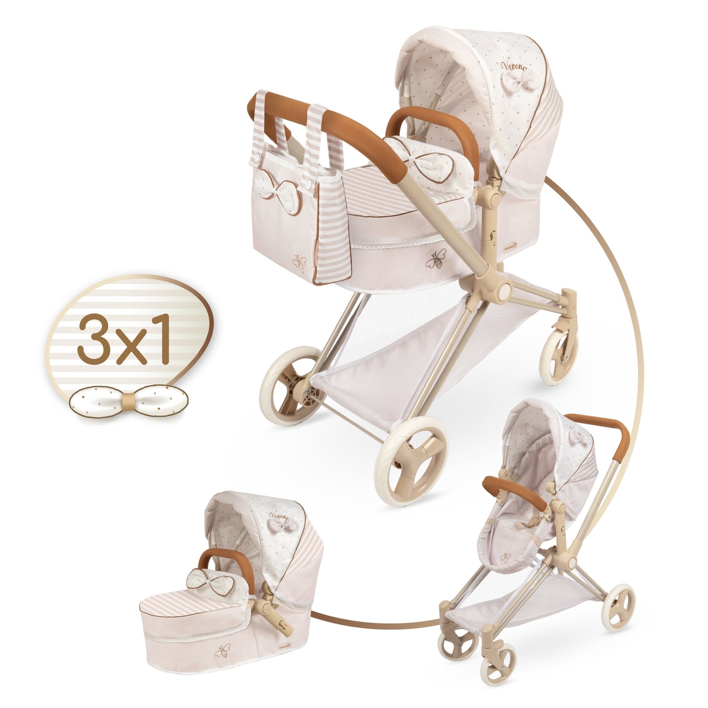 81778 3x1 Doll Pram, Stroller & Cot - Verona Collection