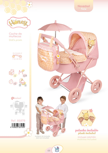 85070 Doll Pram with Parasol - Honey Collection (Under 5 years)