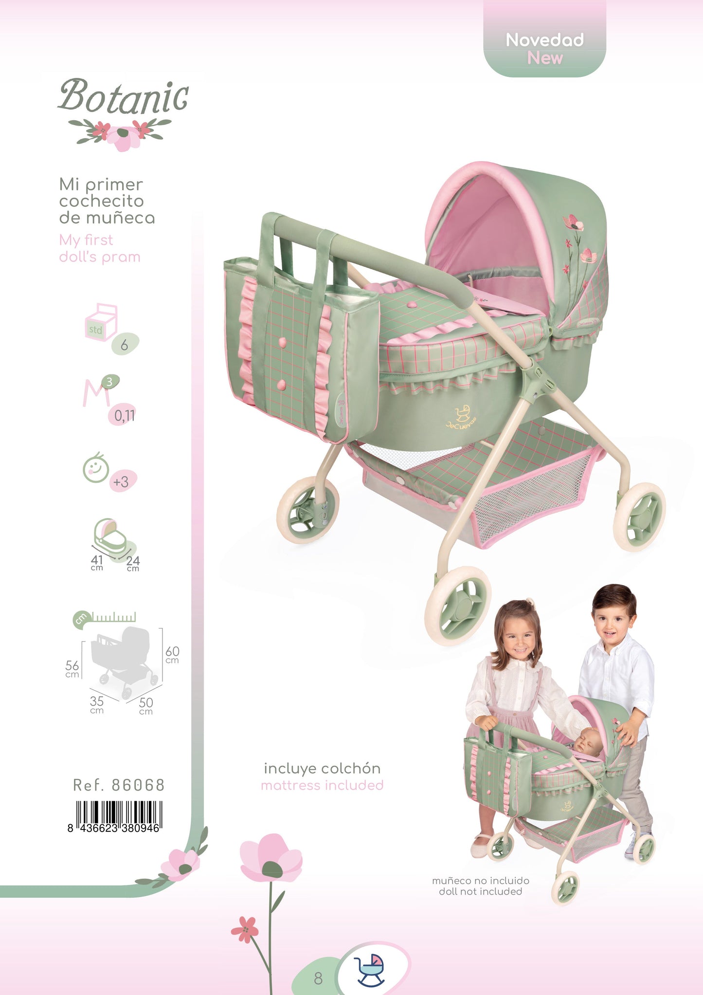 86068 My First Doll Pram - Botanic Collection (under 4 years)