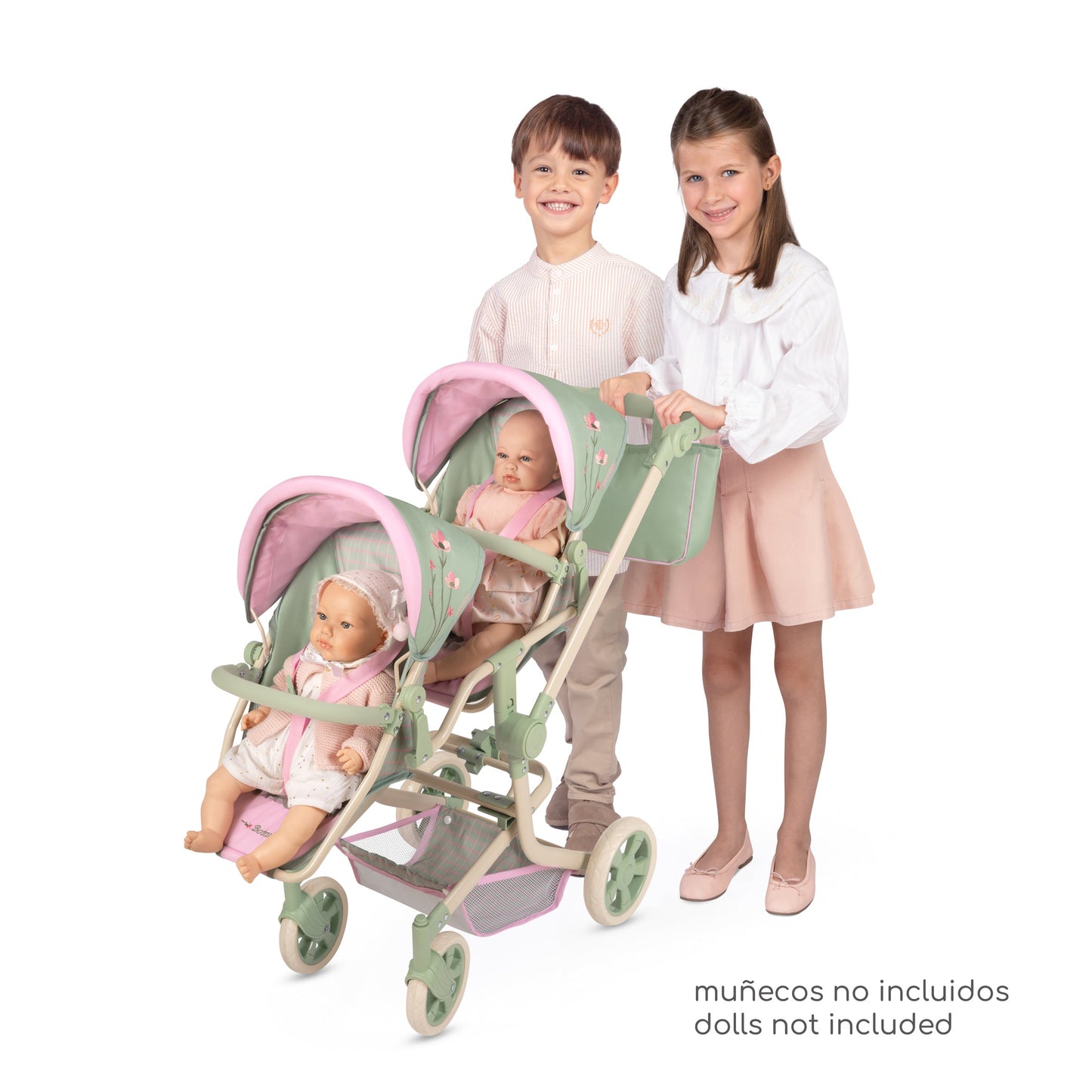 90868 Multi-Position Twin Doll Pram 91cm - Botanic Collection (age 5 and over)