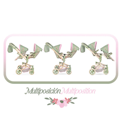 90868 Multi-Position Twin Doll Pram 91cm - Botanic Collection (age 5 and over)
