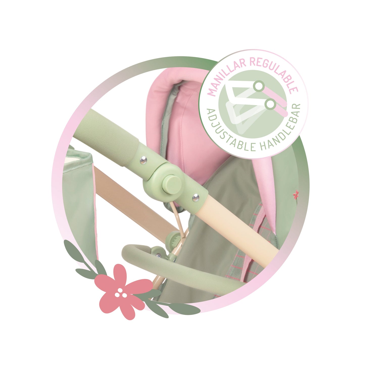 90868 Multi-Position Twin Doll Pram 91cm - Botanic Collection (age 5 and over)