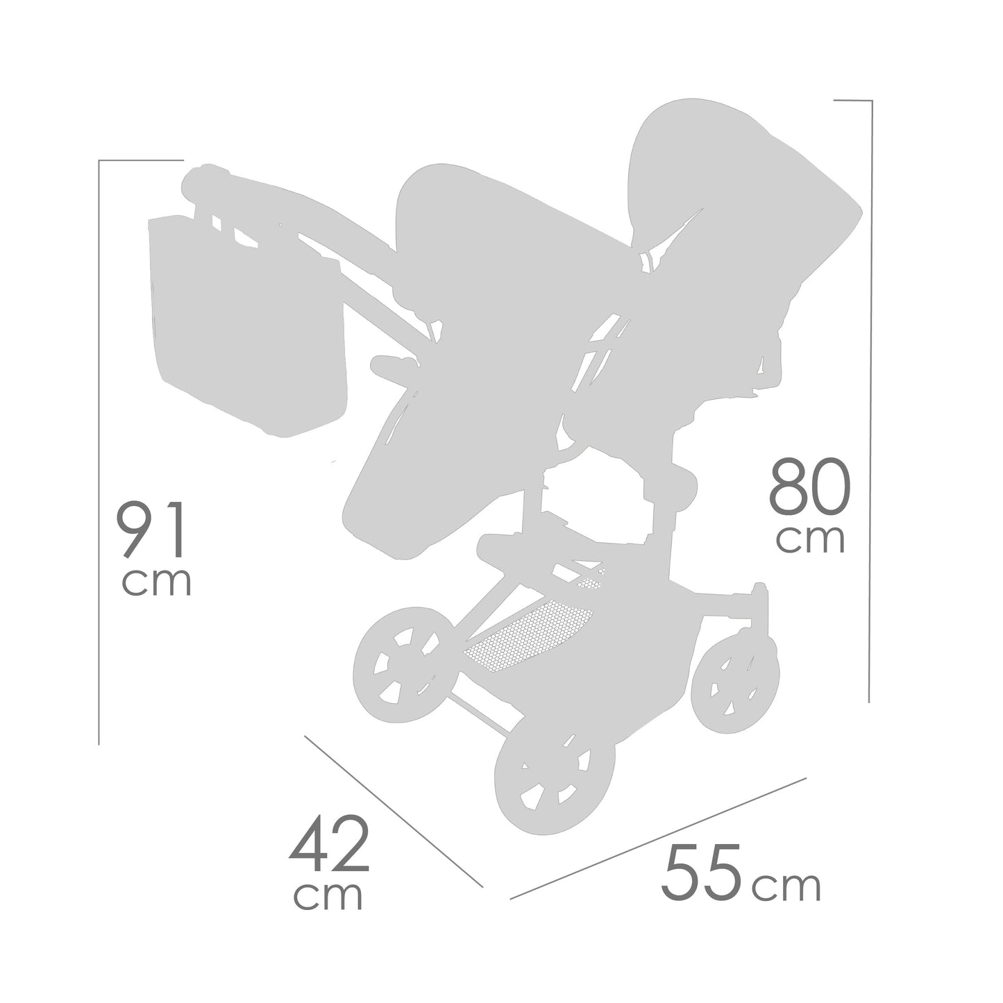 90868 Multi-Position Twin Doll Pram 91cm - Botanic Collection (age 5 and over)