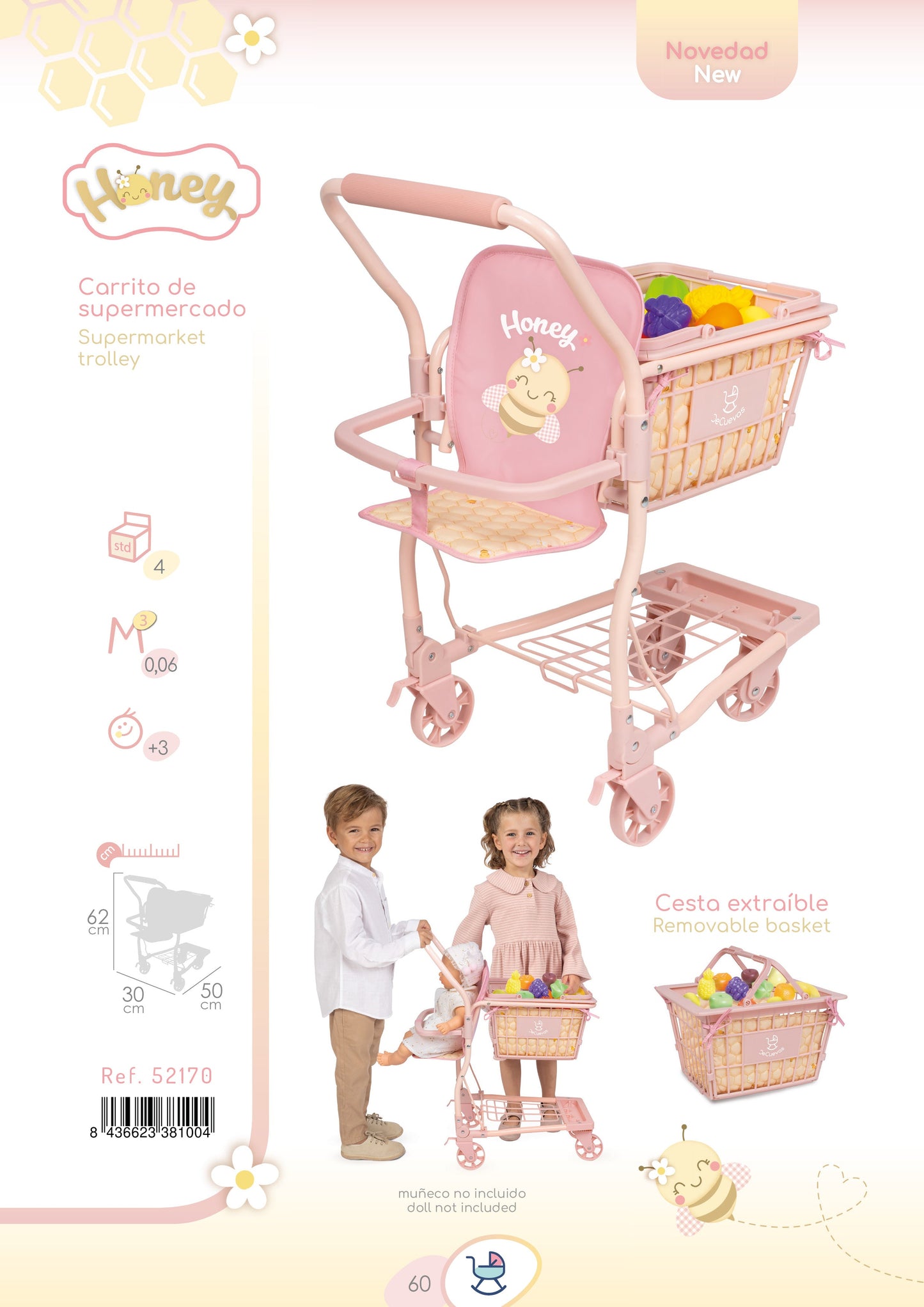 52170 Shopping Trolley Cart With Food - Honey Collection
