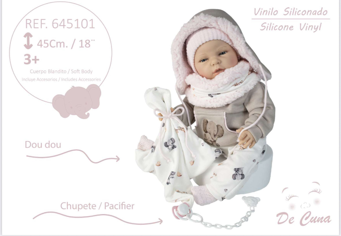645101 Pink Silicone Vinyl Doll 45CM