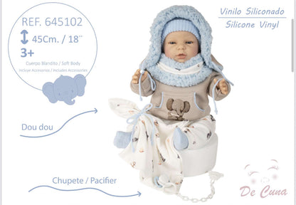 645102 Blue Silicone Vinyl Doll 45CM