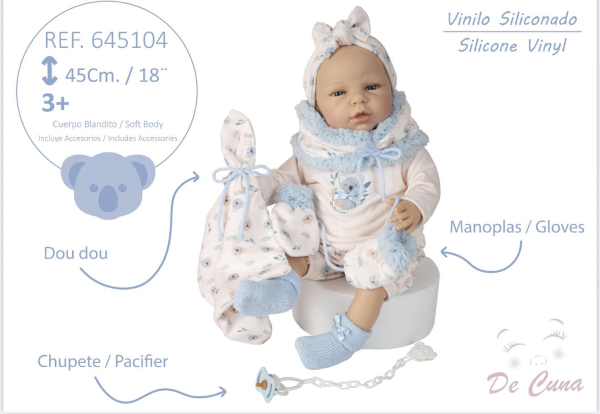 645104 Blue Silicone Vinyl Doll 45CM