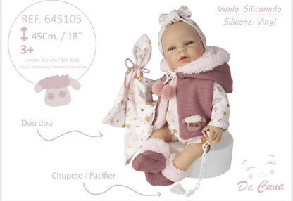 645105 Dark Rosa Silicone Vinyl Doll 45CM