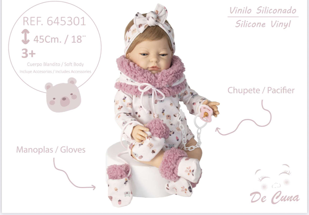 645301 Pink Silicone Vinyl Doll 45CM