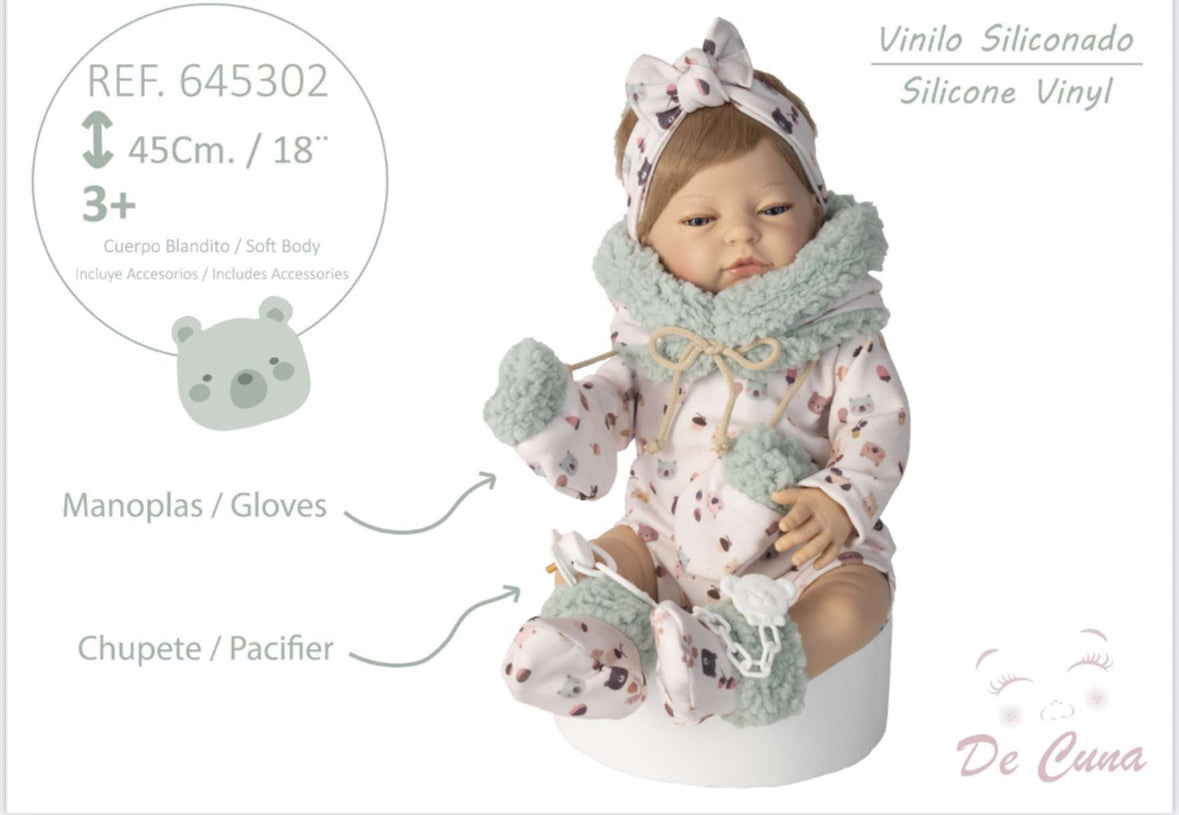 645302 Mint Silicone Vinyl Doll 45CM