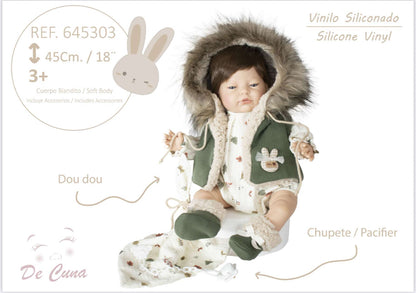 645303 Green Fur Silicone Vinyl Doll 45CM