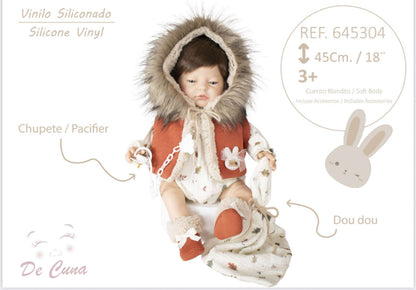 645304 Orange Fur Silicone Vinyl Doll 45CM