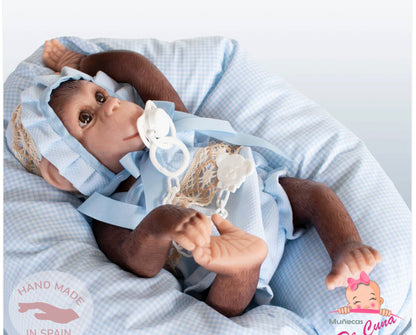 36402 Reborn Silicone Feel Monkey Blue Romper