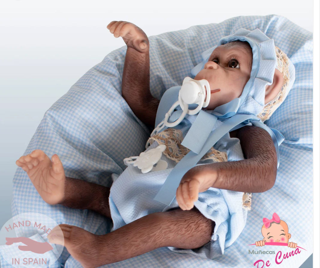 36402 Reborn Silicone Feel Monkey Blue Romper