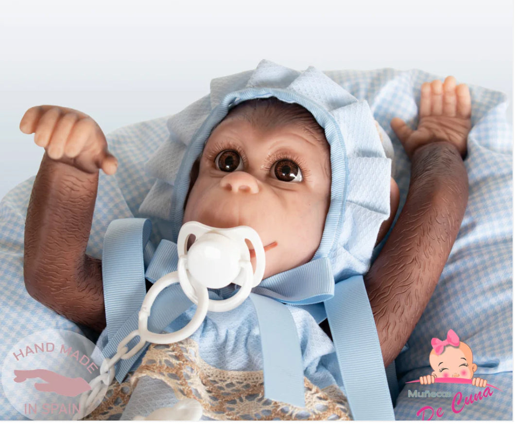 36402 Reborn Silicone Feel Monkey Blue Romper