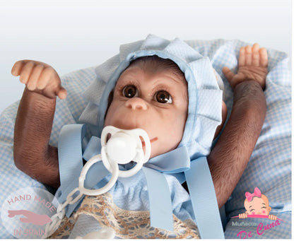 36402 Reborn Silicone Feel Monkey Blue Romper