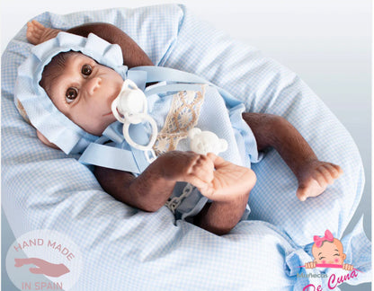 36402 Reborn Silicone Feel Monkey Blue Romper