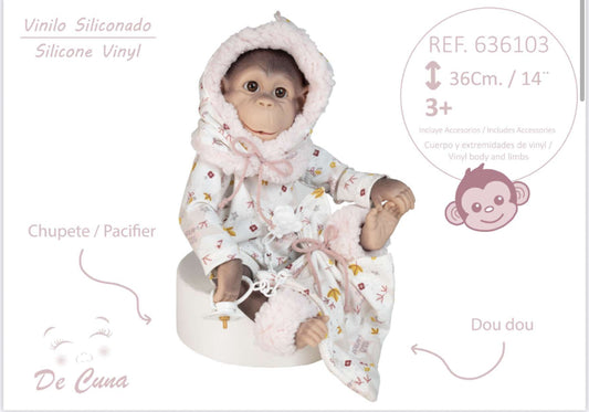 636103 Baby Pink Reborn Silicone Feel Monkey