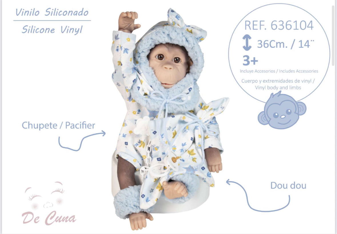 636104 Blue Reborn Silicone Feel Monkey