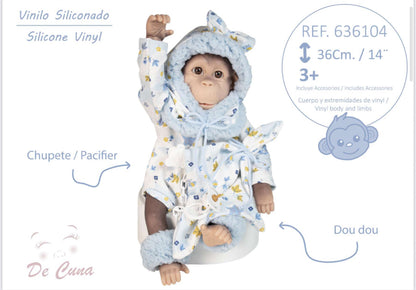636104 Blue Reborn Silicone Feel Monkey