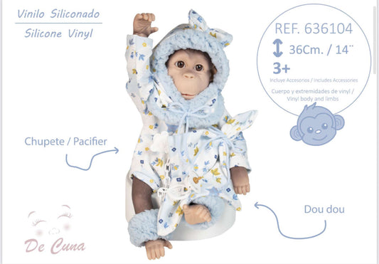 636104 Blue Reborn Silicone Feel Monkey