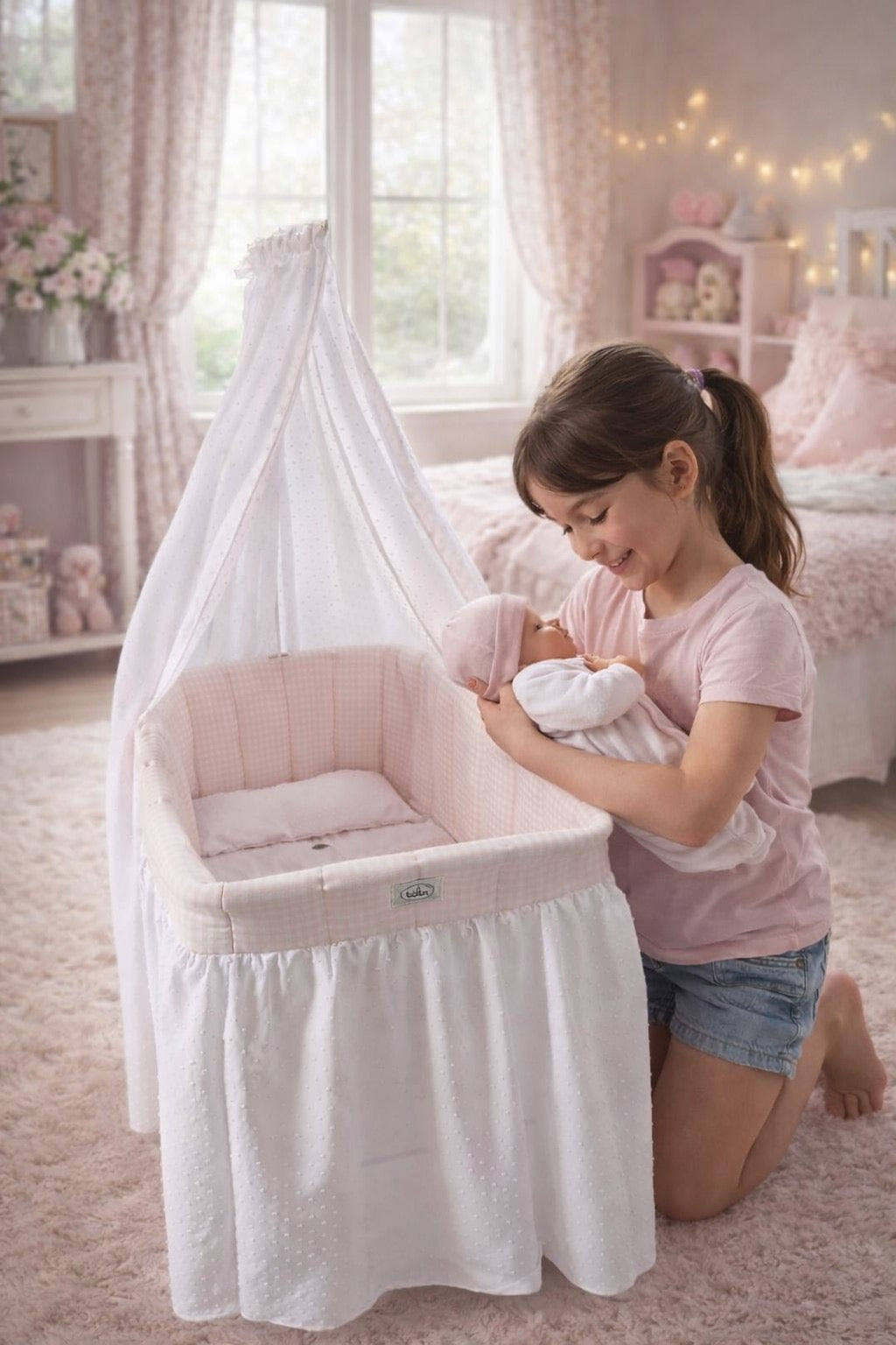 Bebelux Pink Doll Bassinet Cot Crib